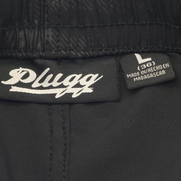 Plugg Shorts Mens Large Black Camo Drawstring Elastic Waist Casual Lightweight - Picture 7 of 13